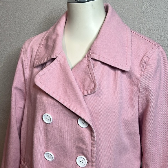 J.Crew Pink Denim Peacoat Jacket - Size 16 - Picture 2 of 9